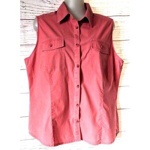 Columbia Women Shirt Top Pink Button Up Sleeveless Fading Desing Stretch Size XL